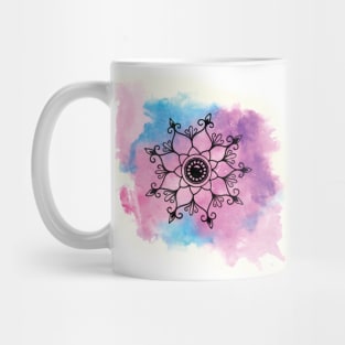 Purple Blue Snowflake Mandala Hand Drawn and Hand Painted Mug